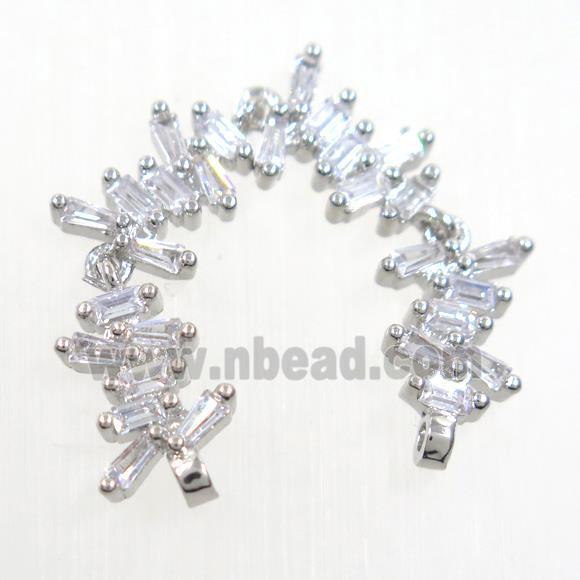 copper connector paved zircon, platinum plated