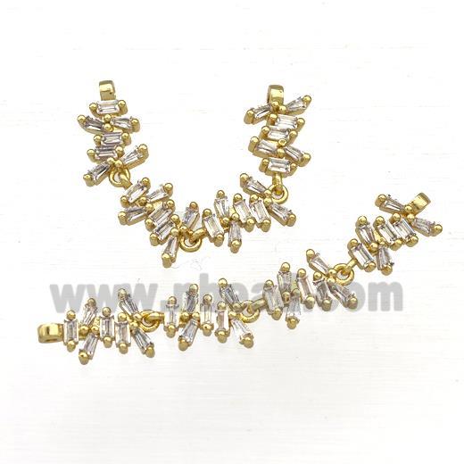 copper connector paved zircon, gold plated
