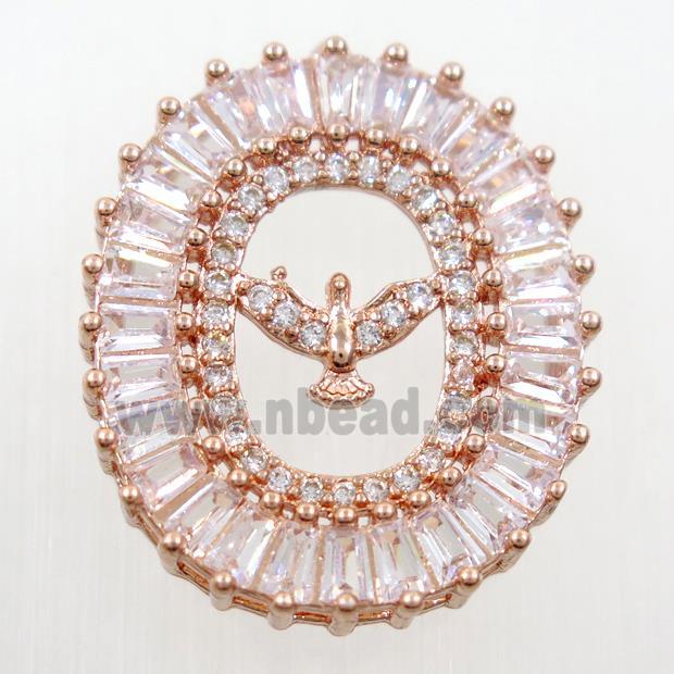 copper Hawk pendants paved zircon, rose gold