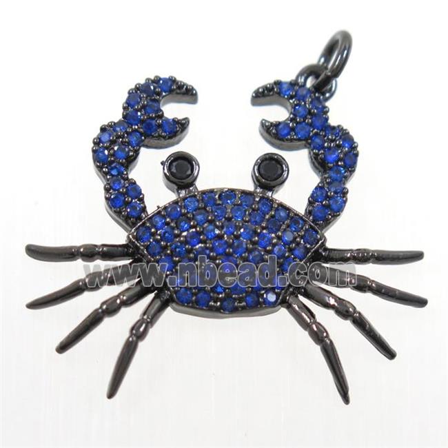 copper Cancer pendant paved zircon, black plated