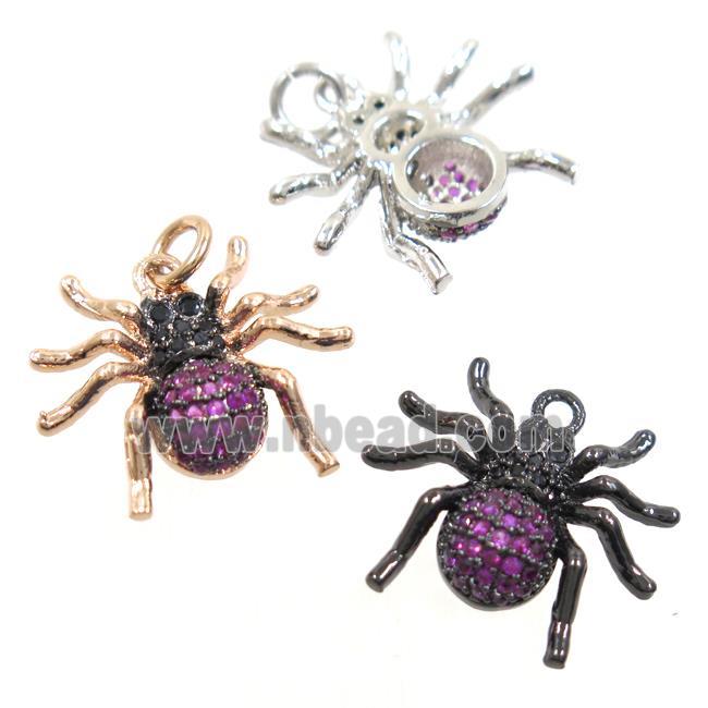 copper Spider pendant paved zircon, mix color