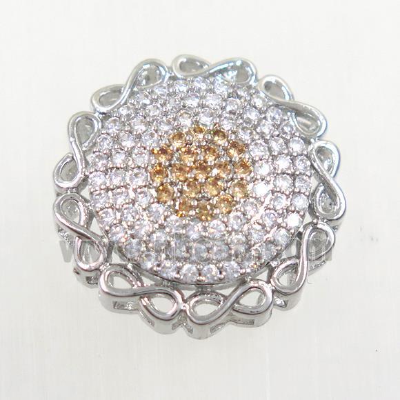 copper bead paved zircon, circle, platinum