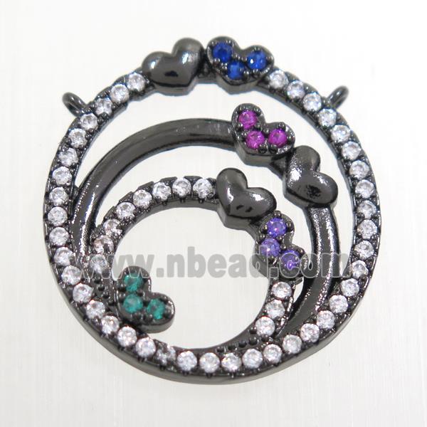 copper pendants paved zircon with 2loops, black plated