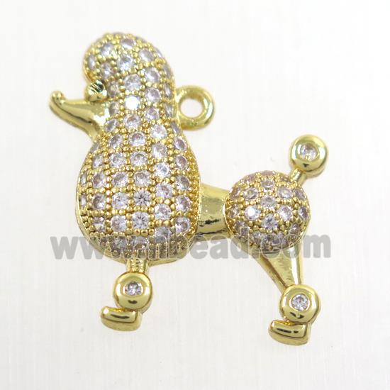 copper pendants paved zircon, dog, gold plated