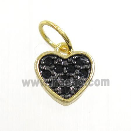 copper heart pendant paved zircon, gold plated