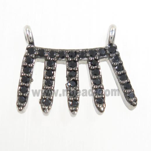 copper pendant paved zircon with 2loops, platinum plated