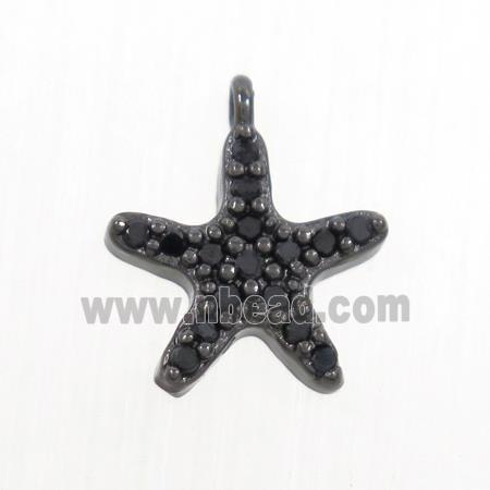 copper star pendant paved zircon, black plated