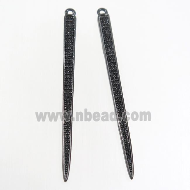 copper spike pendant paved zircon, black plated