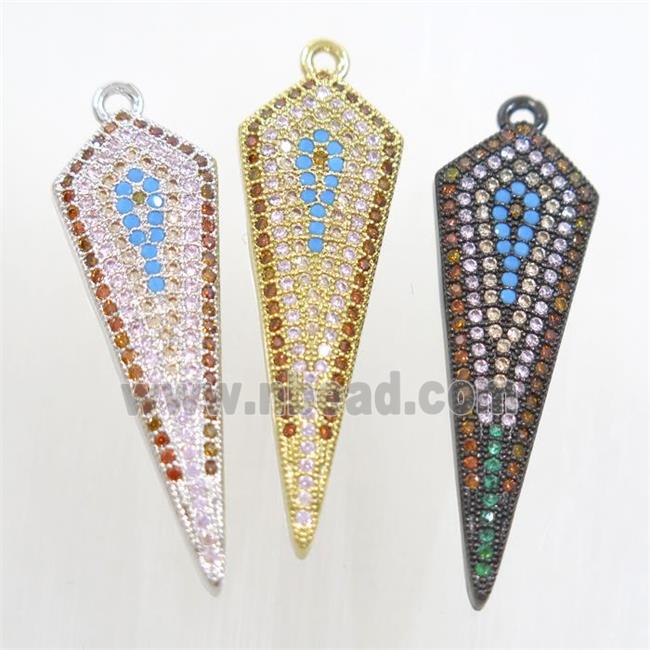 copper arrowhead pendant paved zircon, mix color