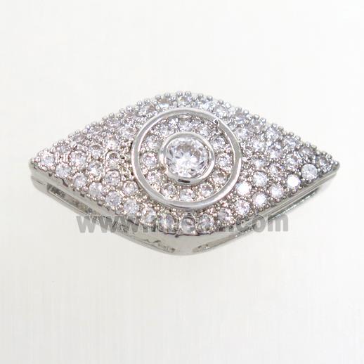 copper eye connector paved zircon, platinum plated