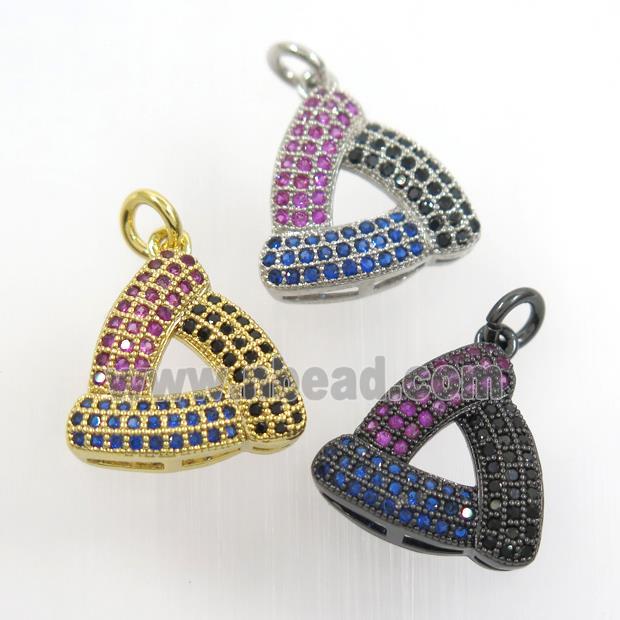 copper triangle pendant paved zircon, mix color