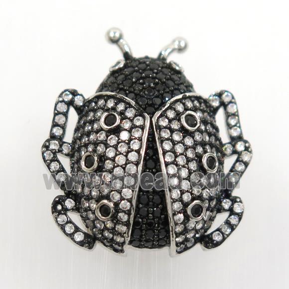 copper beetle pendant paved zircon, platinum plated