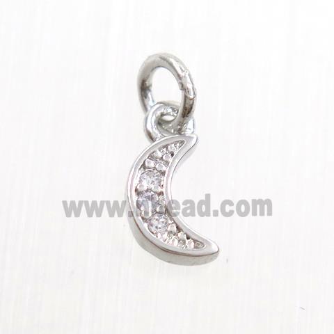 copper moon pendants paved zircon, platinum plated