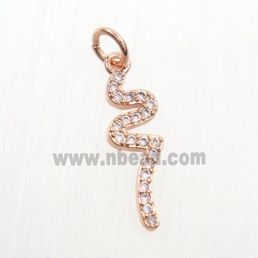 copper snake pendants paved zircon, rose gold