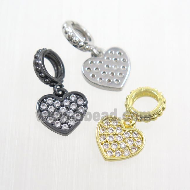 copper heart pendants paved zircon, mix color