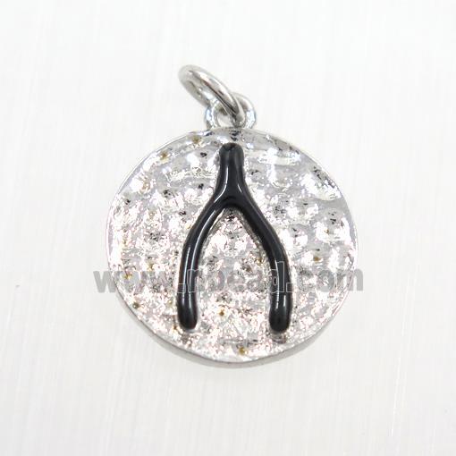 copper Wishbone pendants, platinum plated