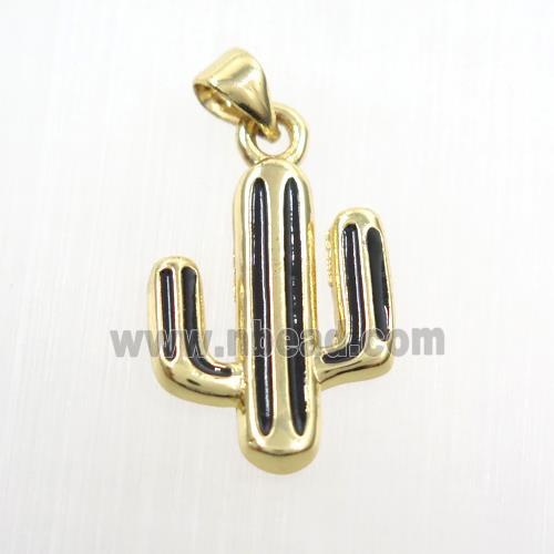 copper cactus pendants, enameling, gold plated