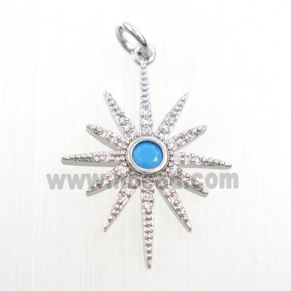 copper northStar pendants paved zircon, platinum plated