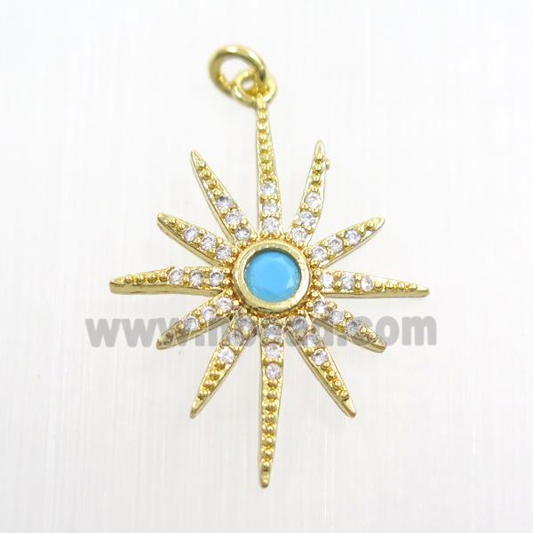 copper northStar pendants paved zircon, gold plated