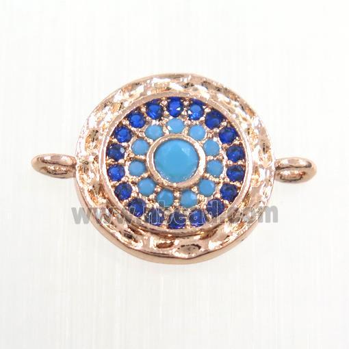 copper circle connector paved zircon, rose gold