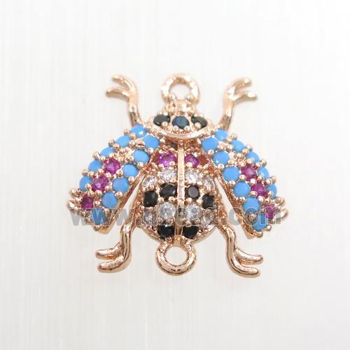 copper honeybee connector paved zircon, rose gold