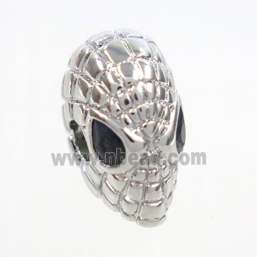 copper Aliens beads paved zircon, platinum plated