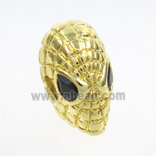 copper Aliens beads paved zircon, gold plated