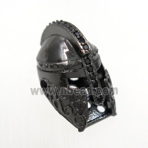 copper helmet beads paved zircon, black plated