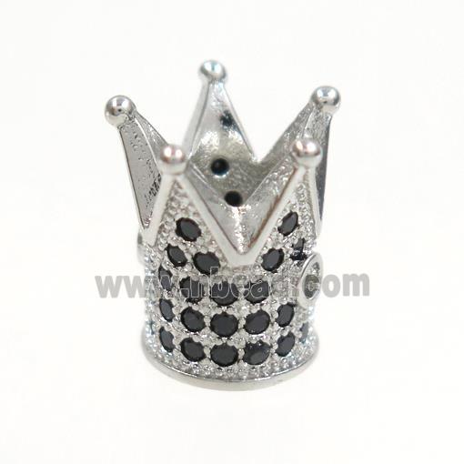 copper crown beads paved zircon, platinum plated