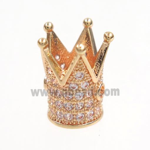 copper crown beads paved zircon, rose gold
