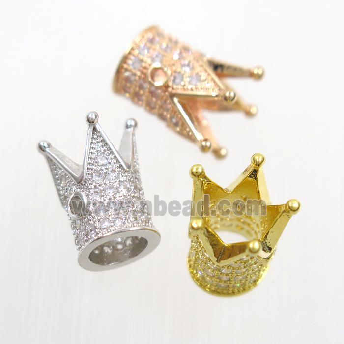 copper crown beads paved zircon, mix color