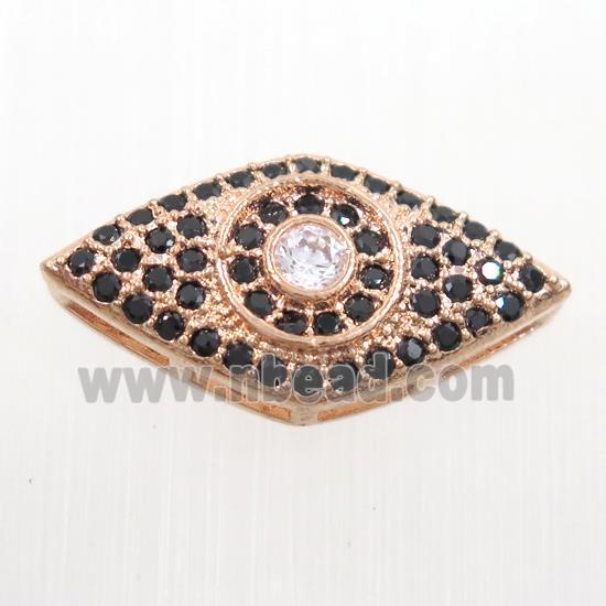 copper eye beads paved zircon, rose gold