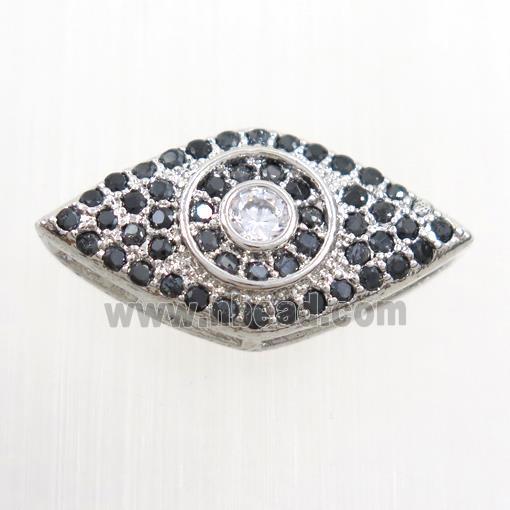 copper eye beads paved zircon, platinum plated