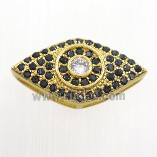 copper eye beads paved zircon, gold plated