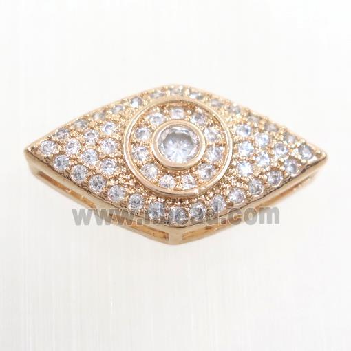 copper eye beads paved zircon, rose gold