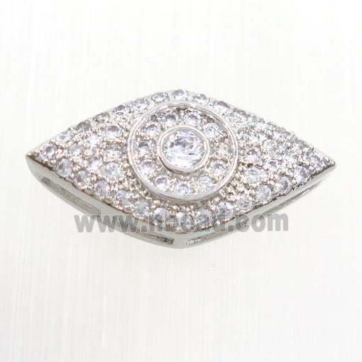 copper eye beads paved zircon, platinum plated