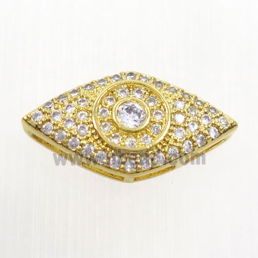copper eye beads paved zircon, gold plated