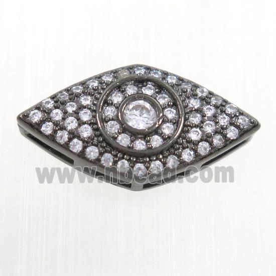 copper eye beads paved zircon, black plated