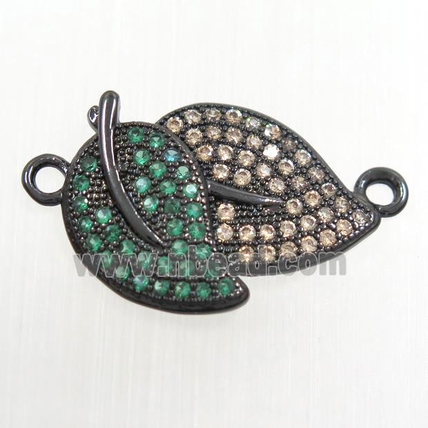 copper leaf pendant paved zircon, black plated