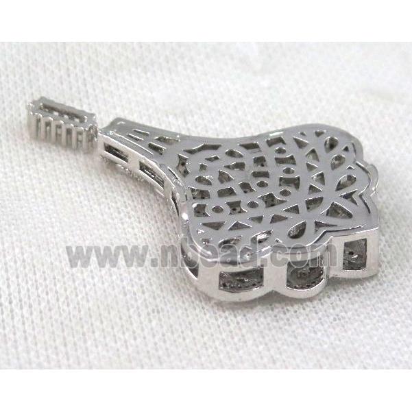 copper pendant paved zircon platinum plated