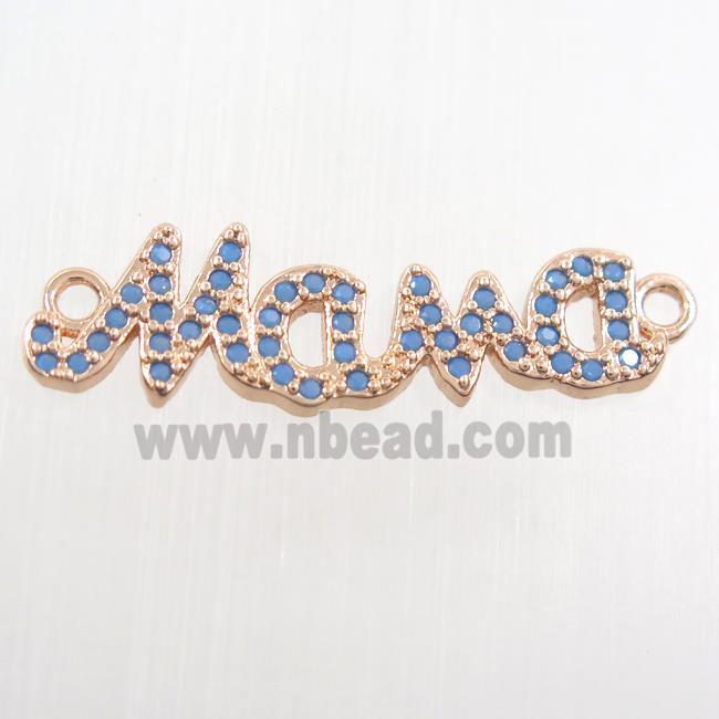 copper MaMa pendant paved zircon, turq, rose gold