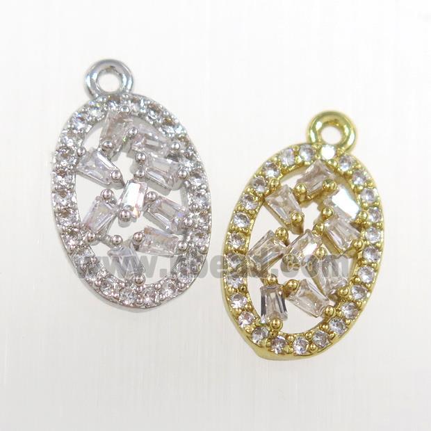 copper oval pendant paved zircon, mix color