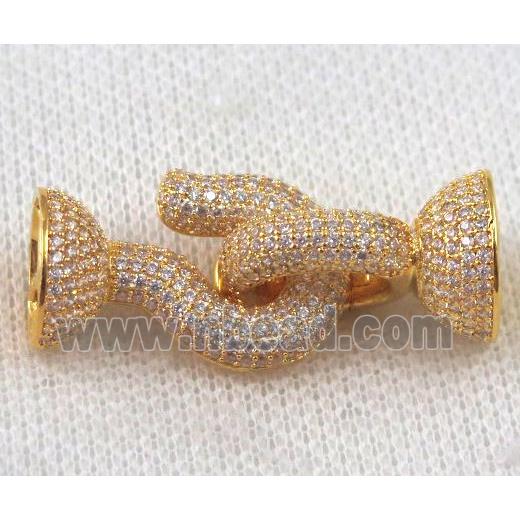 copper connector paved zircon, gold plated