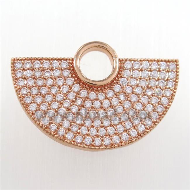 copper fan pendant paved zircon, rose gold