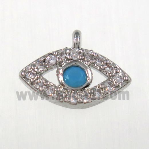 copper eye pendants paved zircon, platinum plated
