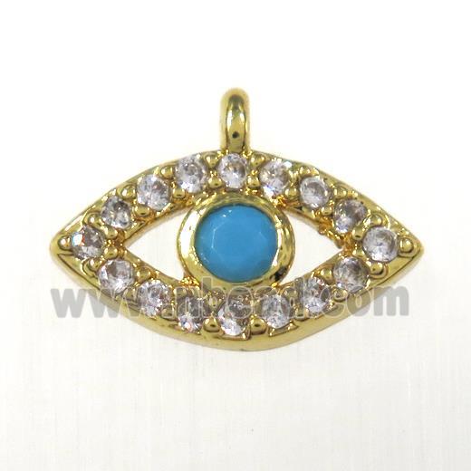 copper eye pendants paved zircon, gold plated