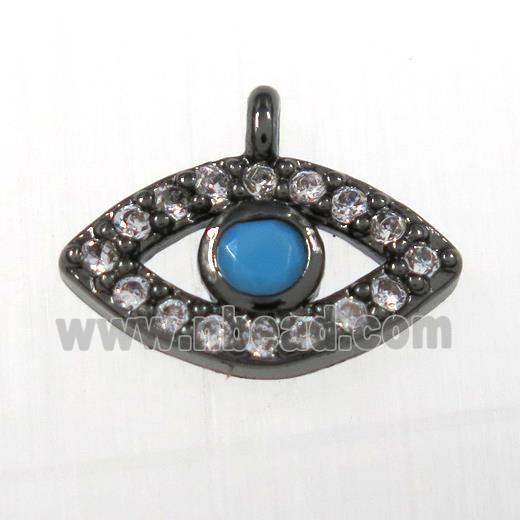 copper eye pendants paved zircon, black plated