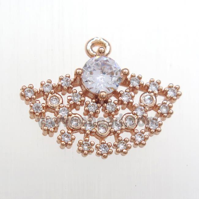 copper fan pendant paved zircon, gold plated