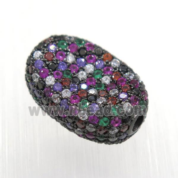 copper oval beads paved zircon, black plated