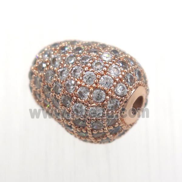 copper beads paved zircon, rose gold
